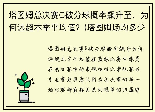 塔图姆总决赛G破分球概率飙升至，为何远超本季平均值？(塔图姆场均多少分)